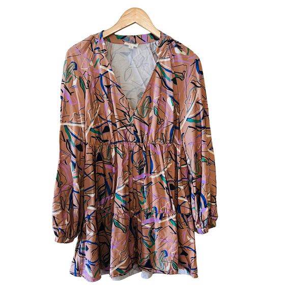 Open Edit Abstract Print Tiered Dress Size S Small - Picture 2 of 10